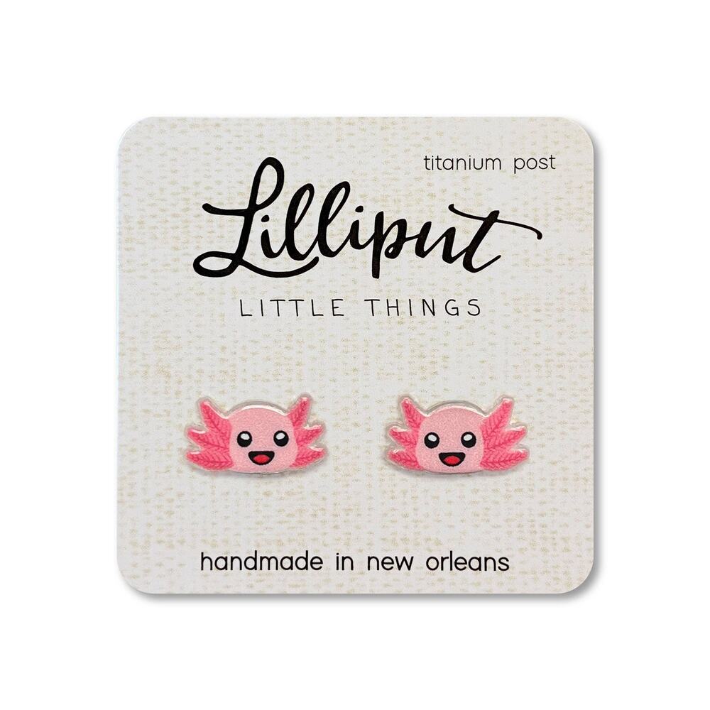 Axolotl Earrings, cute, lillyput new with tag